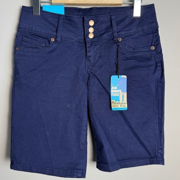 SWS‎ Denim Co Women's NEW Havana Booty Lift Bermuda Shorts Low Rise Navy 3 NWT - Picture 1 of 15